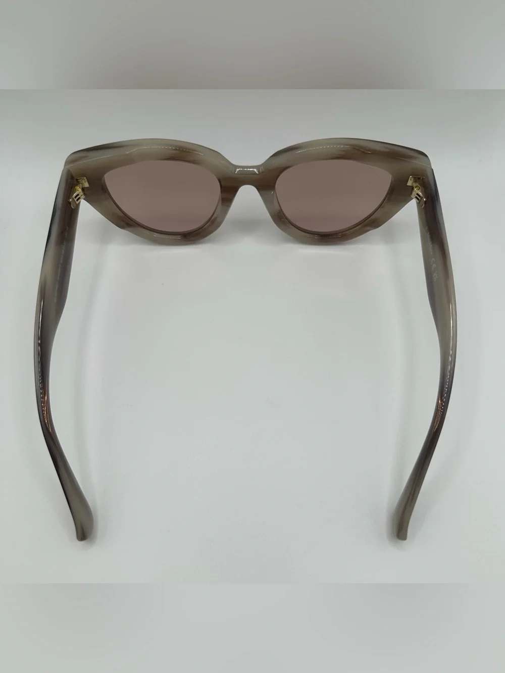 Max Mara Sunglasses Glimpse Cat Eye Taupe Beige Horn Frame Mirror Case New $260